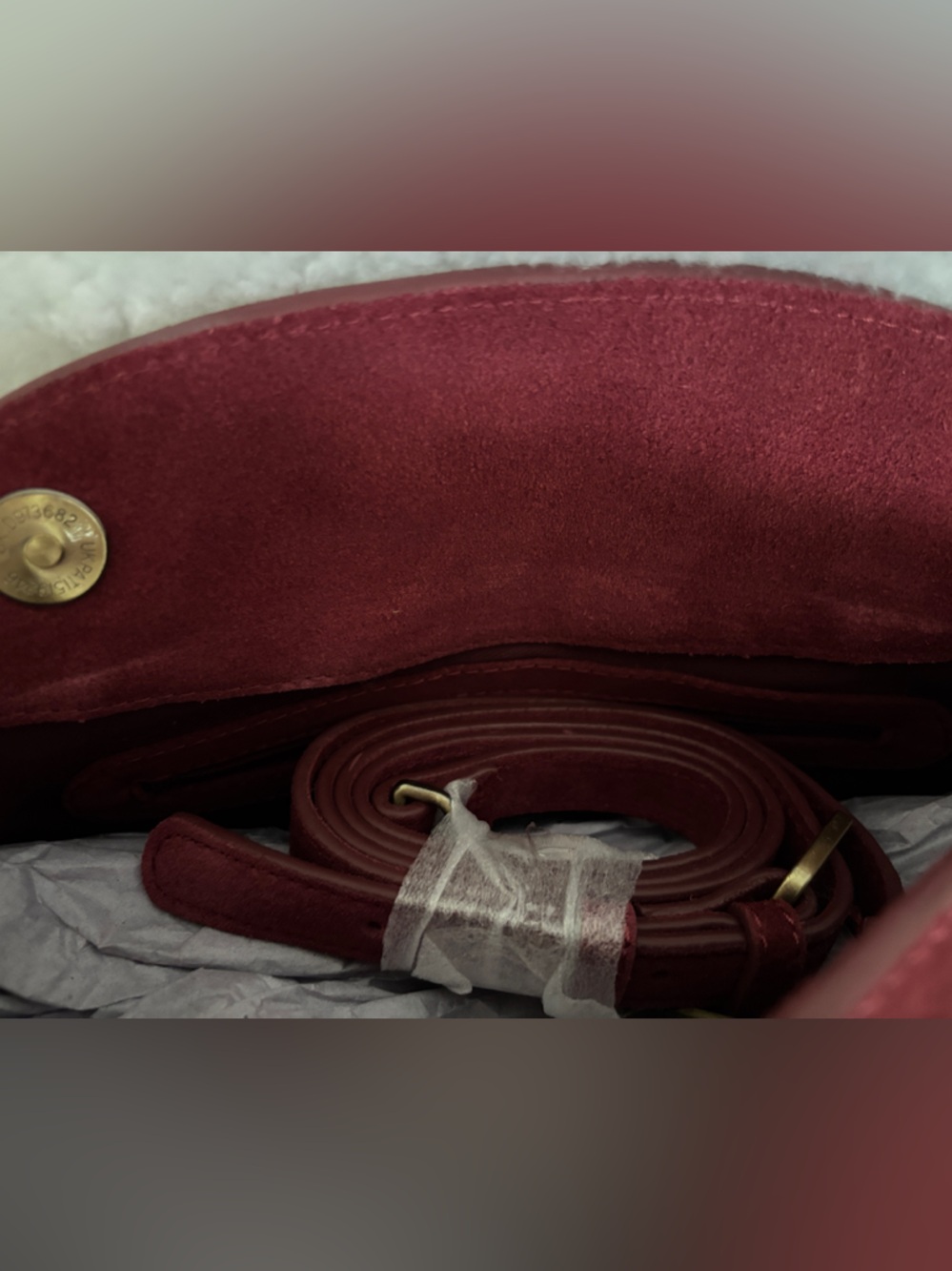 Classic Burgundy Suede Shoulder/Crossbody Bag - Stylish Everyday Carry - Picture 8 of 11
